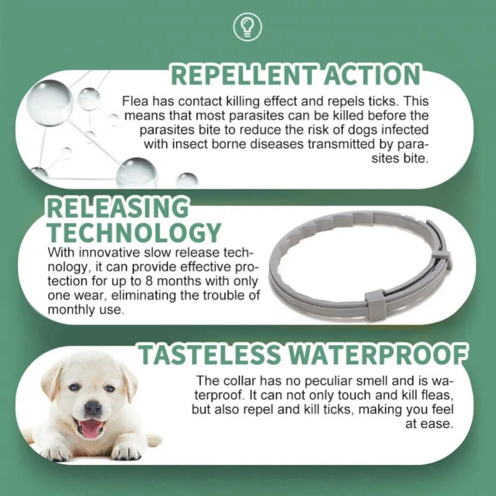 2/1PCS Dog Anti Flea And Ticks Cats Collar Pet 8 Month Protection Retractable Pet Collars Suitable For Puppy Cat Dog Accessories